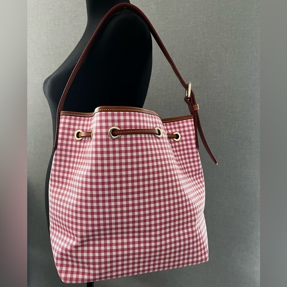 DOONEY & BOURKE GINGHAM AIMEE DRAWSTRING - PINK and WHITE - NEVER USED - - Picture 5 of 11